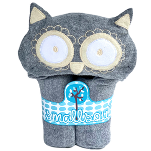 Toalla Búho Gris (disponible en pico gris o naranja)