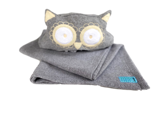 Toalla Búho Gris (disponible en pico gris o naranja)