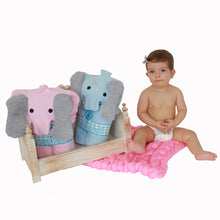 Cargar imagen en el visor de la galería, Toalla Elefante (azul, rosa, gris)