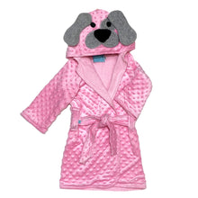 Cargar imagen en el visor de la galería, Bata de toalla perrita rosa para niñas y bebes