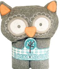 Cargar imagen en el visor de la galería, Toalla Búho Gris (disponible en pico gris o naranja)